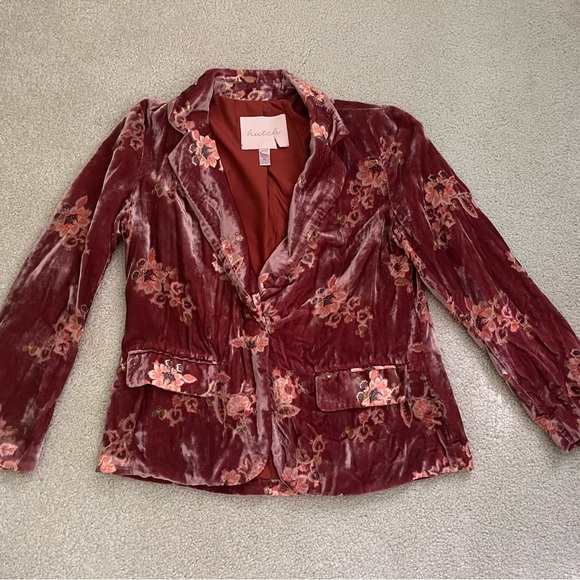 EUC Hutch Floral Burnout Velvet Blazer - Picture 4 of 7